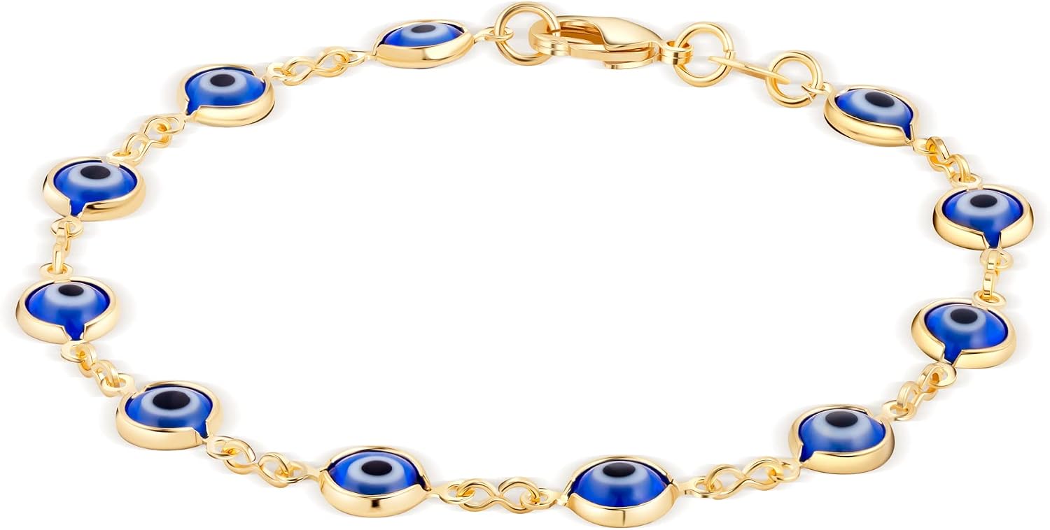 Barzel 18K Gold Plated Evil Eye Bracelet for Women - Made in Brazil