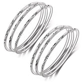 Sterling Silver Bangle Bracelets for Women,Fashion Jewelry Simple Adjustable 925 Silver Cuff Bangles for Women Mom Wife Valentine Mothers Day Gift