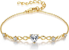 925 Sterling Silver Infinity Heart Birthstone Bracelets for Women
