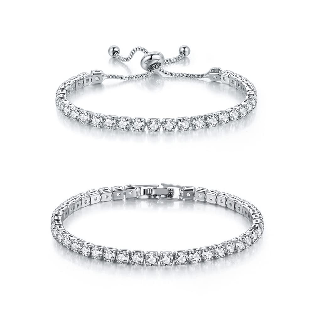 CiNily Adjustable Tennis Bracelets for Women Teen Cubic Zirconia Bracelet