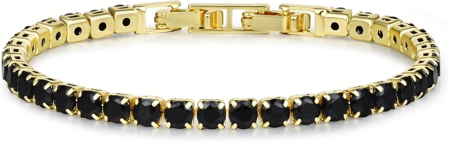 Tennis Bracelets for Women, Silver/Gold Plated 4mm Cubic Zirconia Bracelets Adjustable, Fashion Jewelry Non Tarnish Size 6.6 inch+1.5 inch Extender