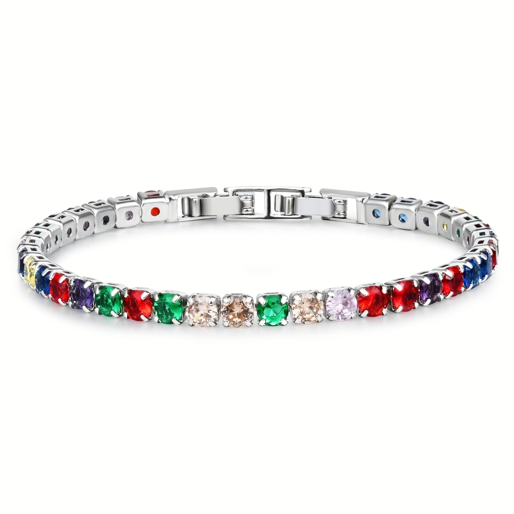 Tennis Bracelets for Women, Silver/Gold Plated 4mm Cubic Zirconia Bracelets Adjustable, Fashion Jewelry Non Tarnish Size 6.6 inch+1.5 inch Extender