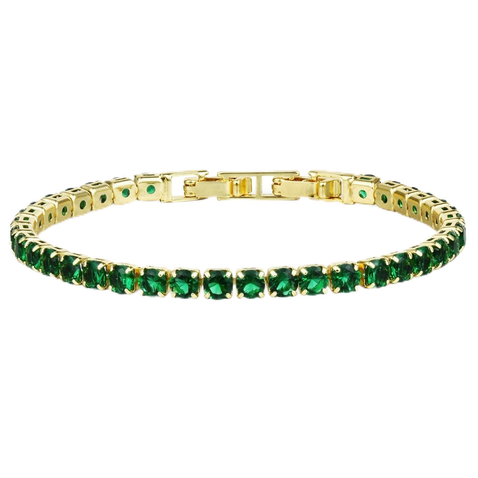 Tennis Bracelets for Women, Silver/Gold Plated 4mm Cubic Zirconia Bracelets Adjustable, Fashion Jewelry Non Tarnish Size 6.6 inch+1.5 inch Extender