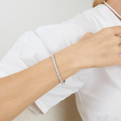 Gemsme 4.0MM Tennis Bracelets for Women - 18K White Gold Plated 4mm Round Cut Cubic Zirconia Classic Tennis Bracelet for Women/Men,Size 6/6.5/7/7.5/8/8.5 inch