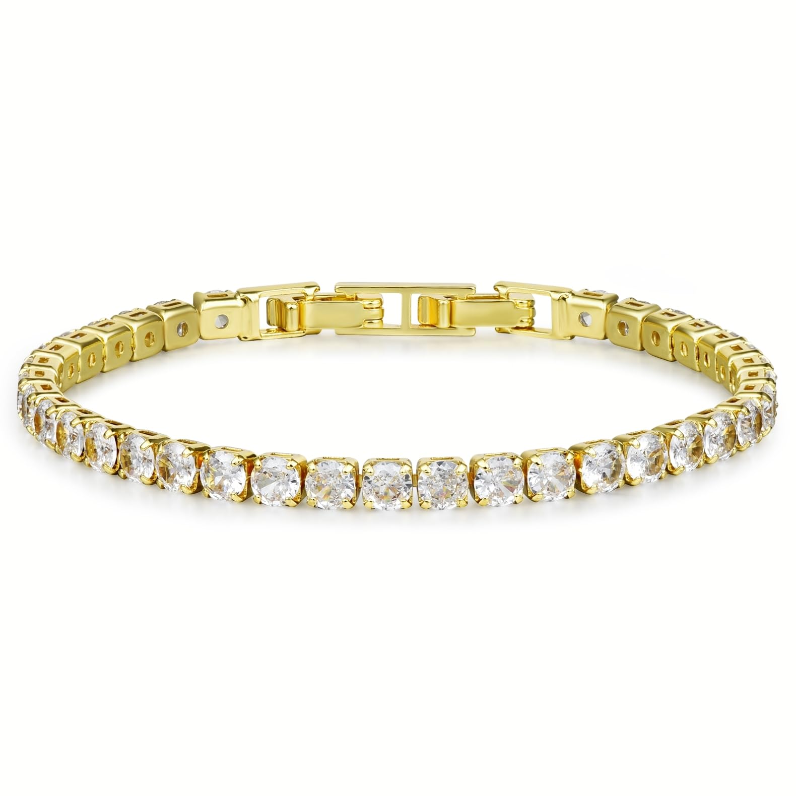 Tennis Bracelets for Women, Silver/Gold Plated 4mm Cubic Zirconia Bracelets Adjustable, Fashion Jewelry Non Tarnish Size 6.6 inch+1.5 inch Extender