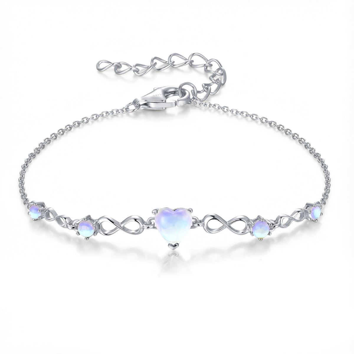 925 Sterling Silver Infinity Heart Birthstone Bracelets for Women