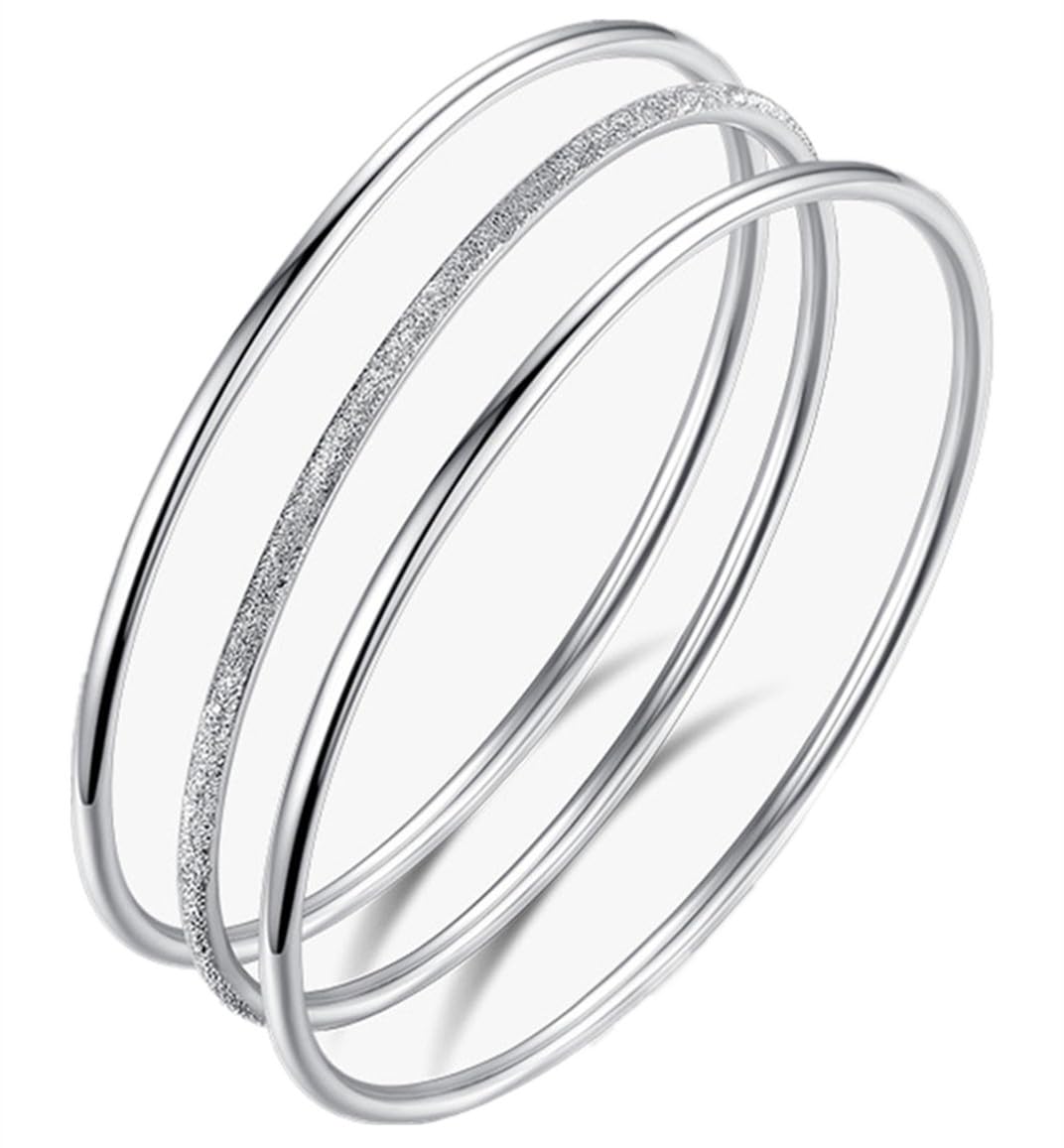 Sterling Silver Bangle Bracelets for Women,Fashion Jewelry Simple Adjustable 925 Silver Cuff Bangles for Women Mom Wife Valentine Mothers Day Gift
