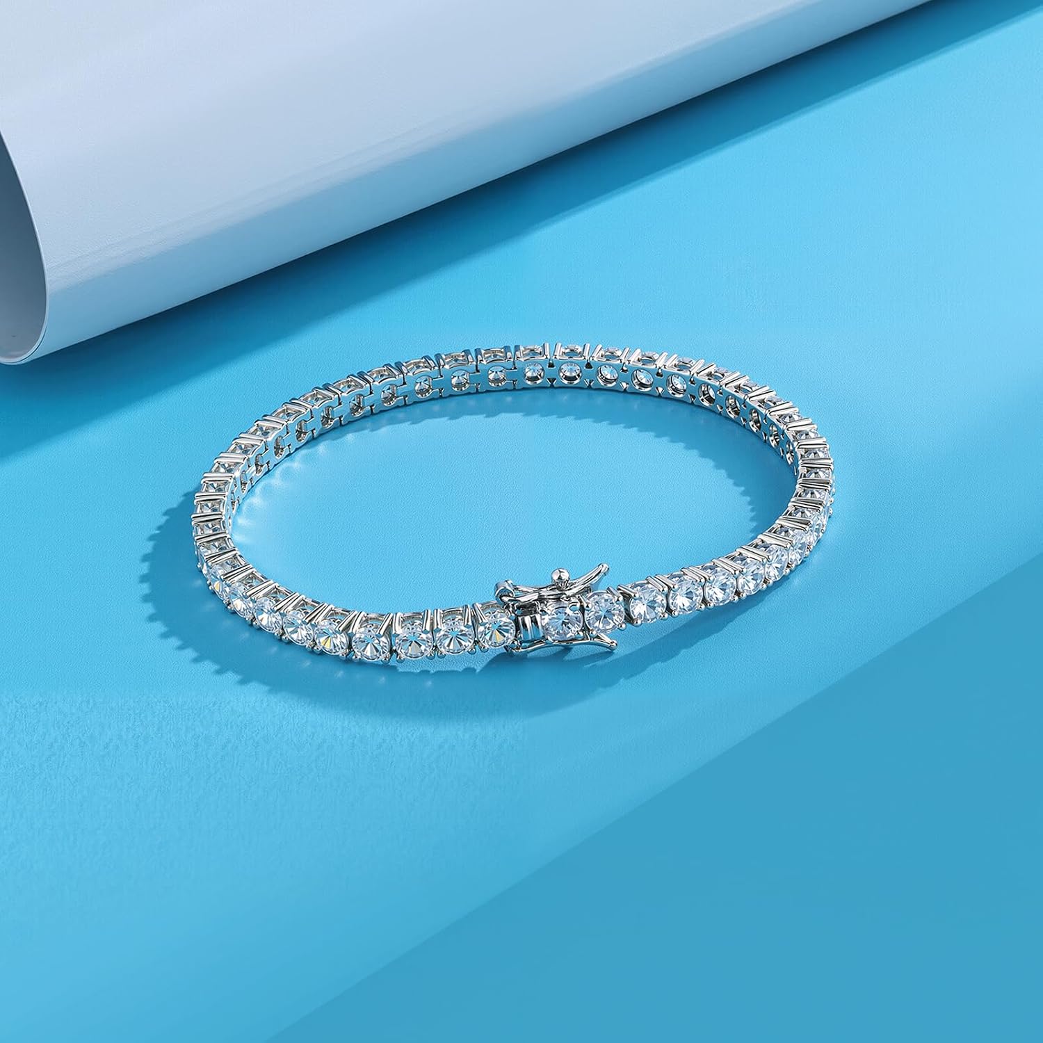 Gemsme 4.0MM Tennis Bracelets for Women - 18K White Gold Plated 4mm Round Cut Cubic Zirconia Classic Tennis Bracelet for Women/Men,Size 6/6.5/7/7.5/8/8.5 inch