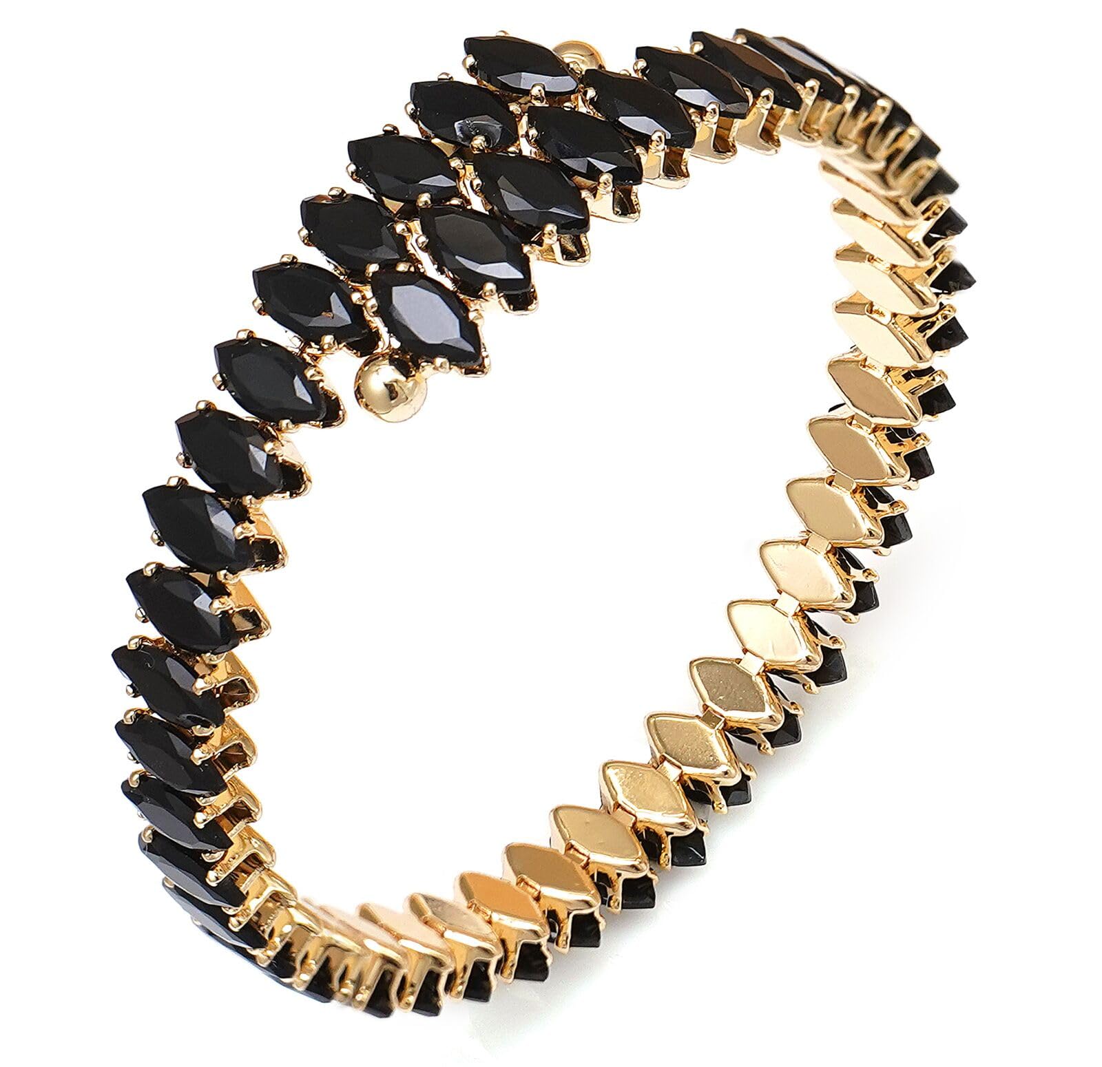 Rhinestone Cuff Bracelet Cubic Zirconia Tennis Bracelets Open Adjustable Elastic Bangle for Women