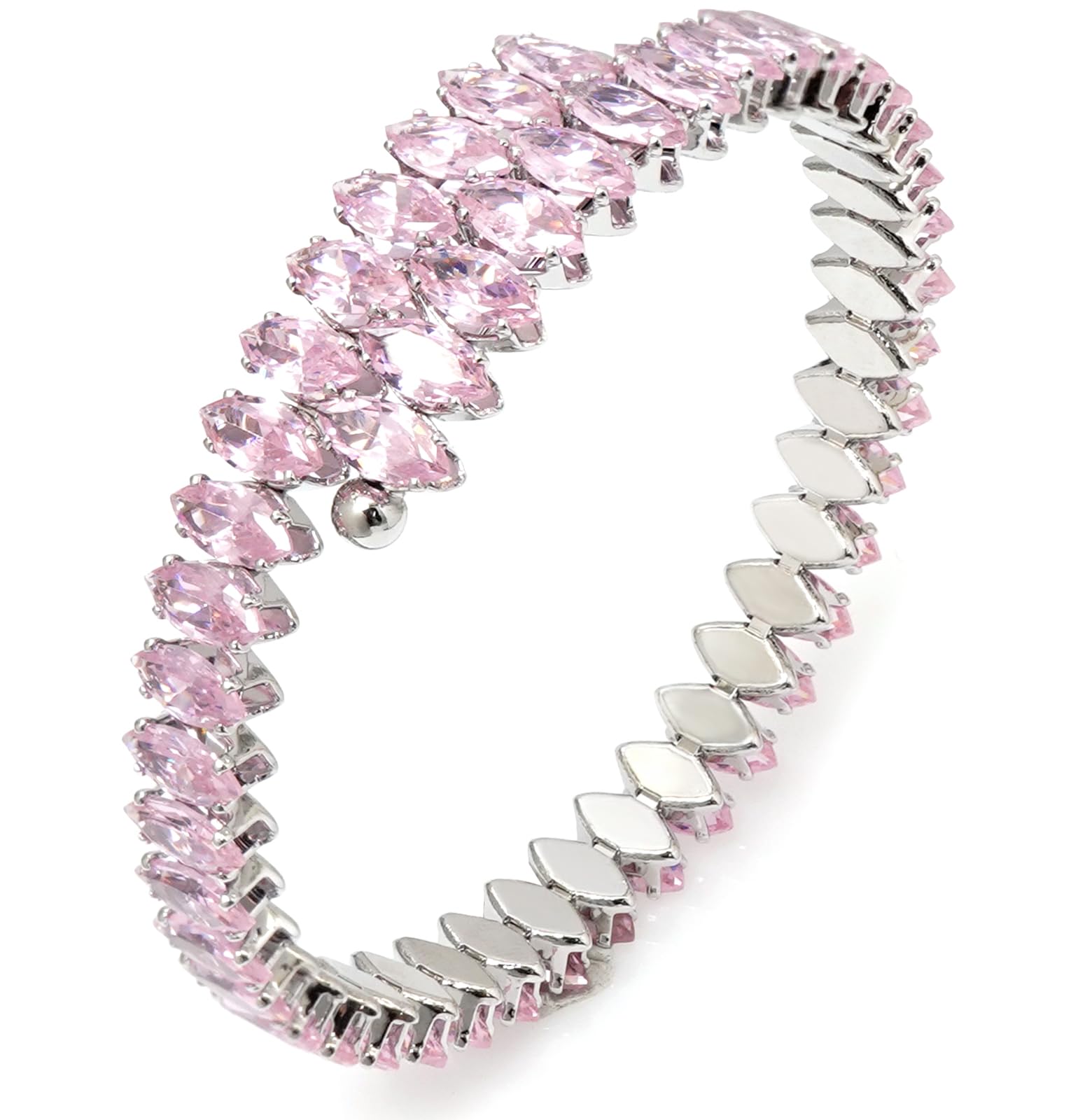 Rhinestone Cuff Bracelet Cubic Zirconia Tennis Bracelets Open Adjustable Elastic Bangle for Women