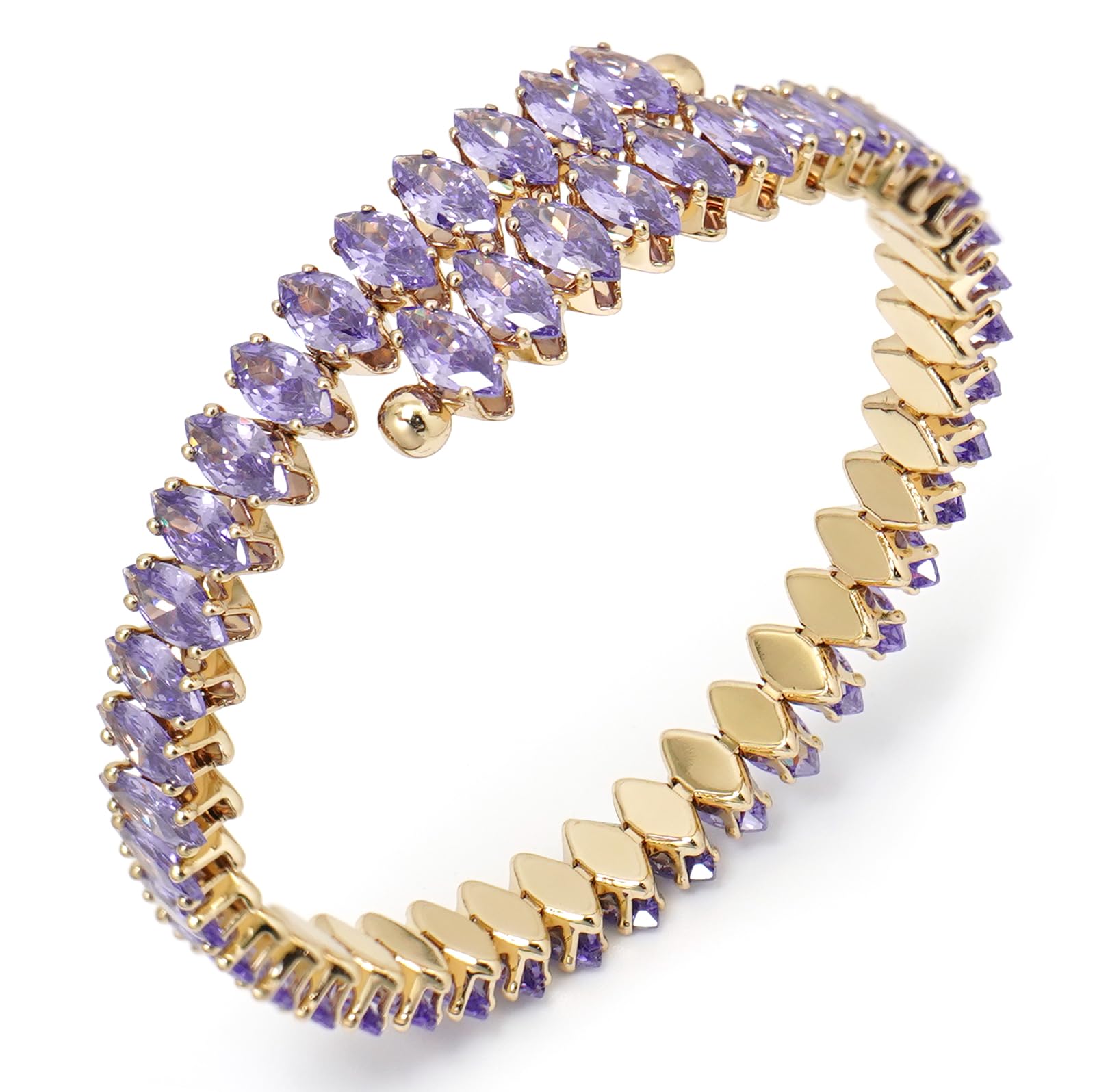 Rhinestone Cuff Bracelet Cubic Zirconia Tennis Bracelets Open Adjustable Elastic Bangle for Women