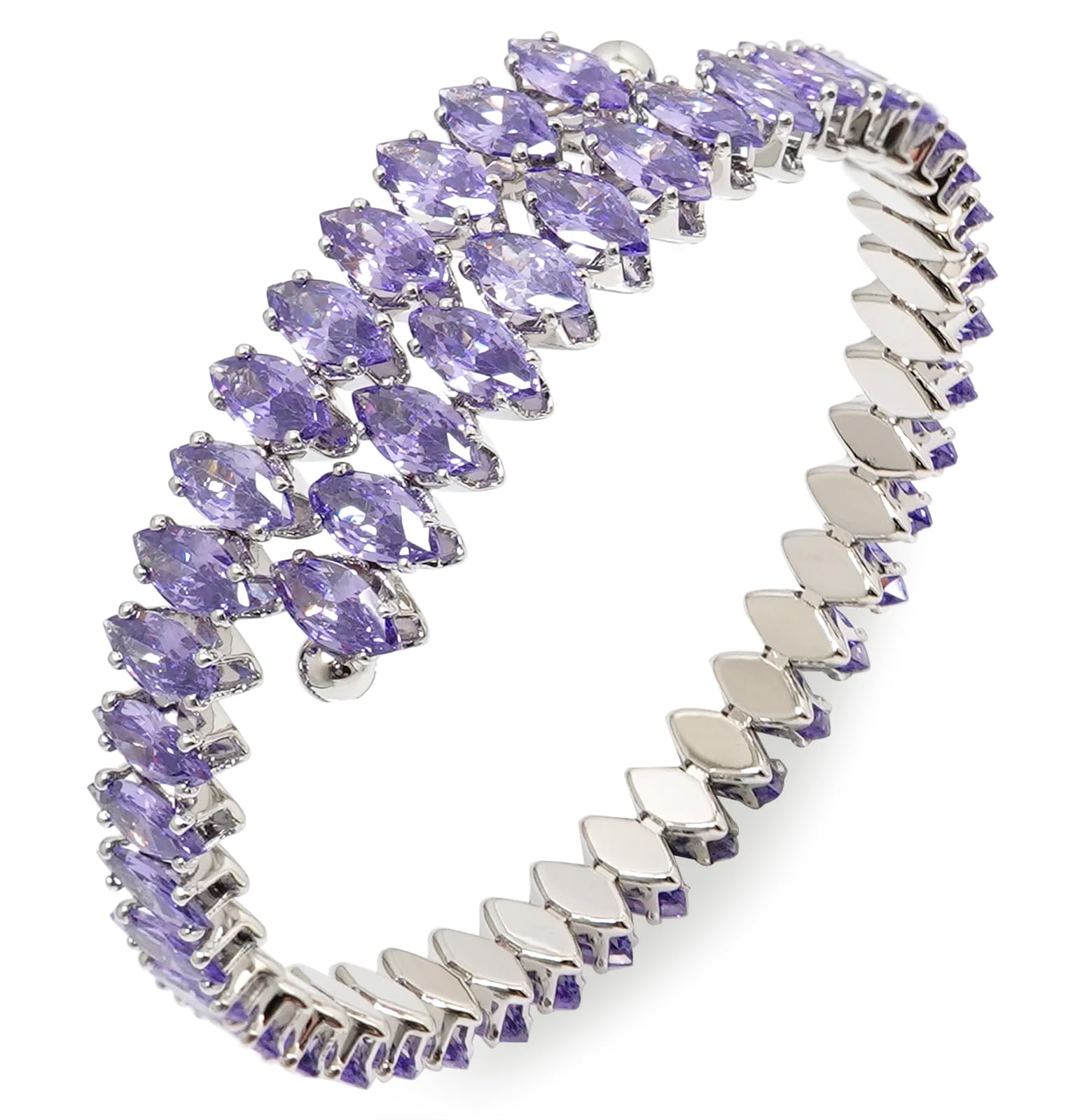 Rhinestone Cuff Bracelet Cubic Zirconia Tennis Bracelets Open Adjustable Elastic Bangle for Women