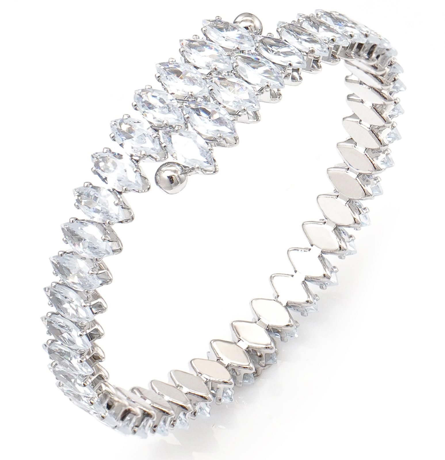 Rhinestone Cuff Bracelet Cubic Zirconia Tennis Bracelets Open Adjustable Elastic Bangle for Women
