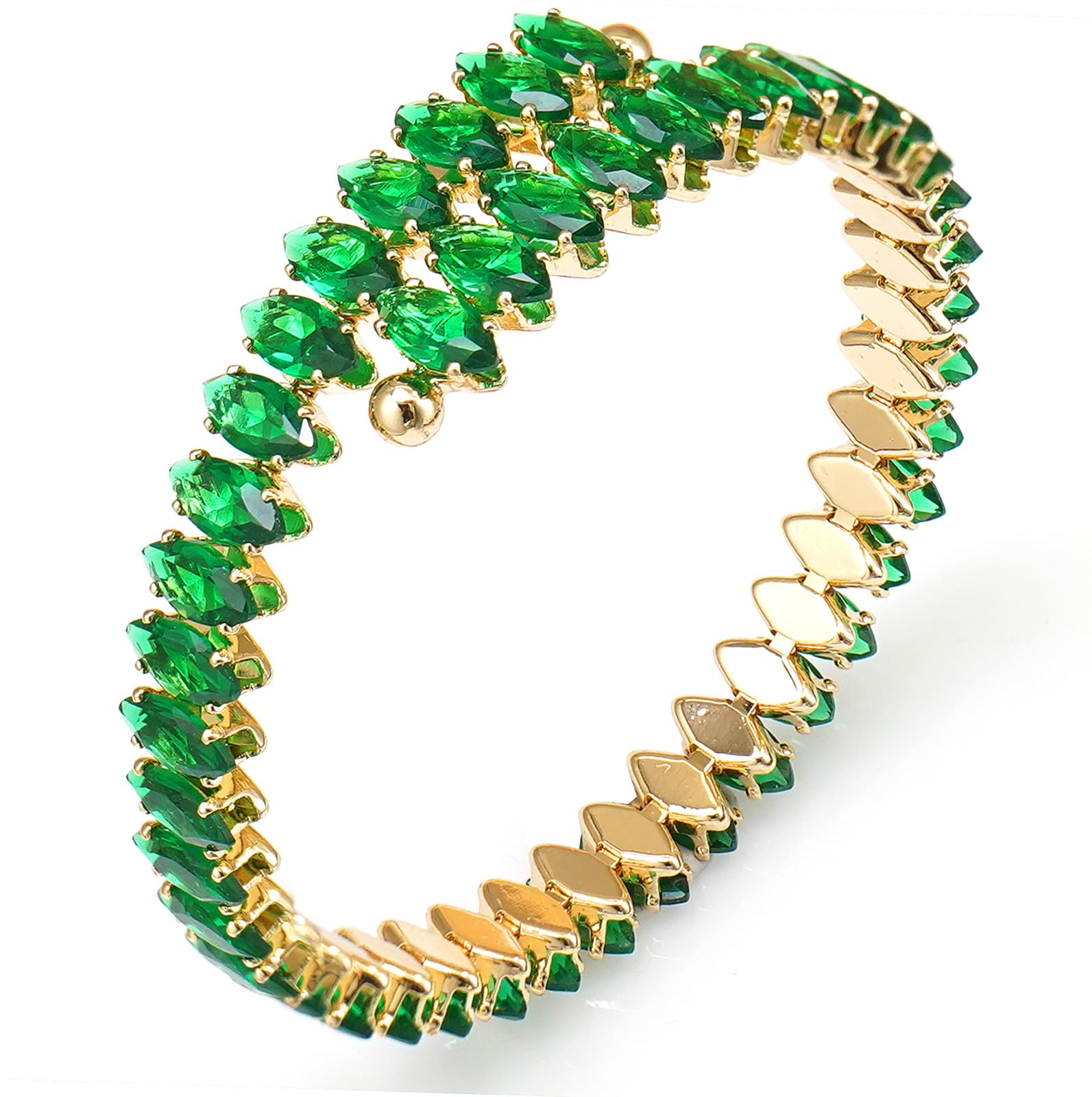 Rhinestone Cuff Bracelet Cubic Zirconia Tennis Bracelets Open Adjustable Elastic Bangle for Women