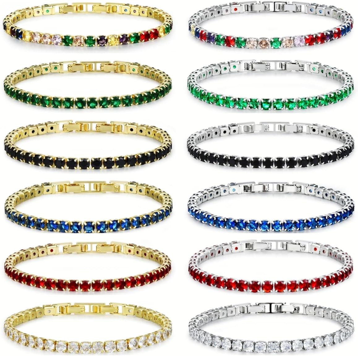 Tennis Bracelets for Women, Silver/Gold Plated 4mm Cubic Zirconia Bracelets Adjustable, Fashion Jewelry Non Tarnish Size 6.6 inch+1.5 inch Extender